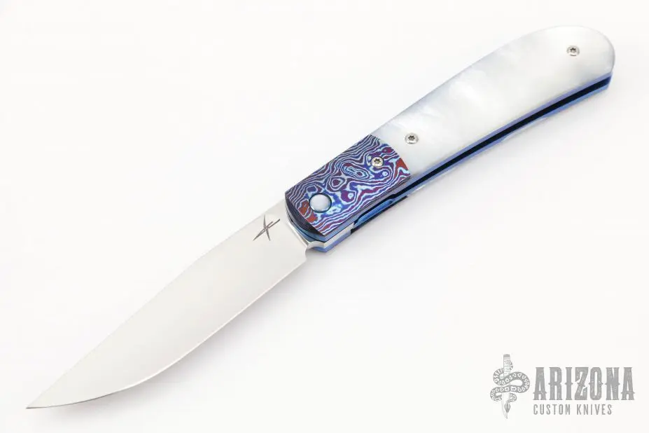 Trapper Front Flipper - Timascus And MOP 3 Trapper Front Flipper - Timascus And MOP