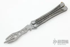 Loran Butterfly Knife Satin Dagger Blade W/ Titanium And Carbon Fiber Handles