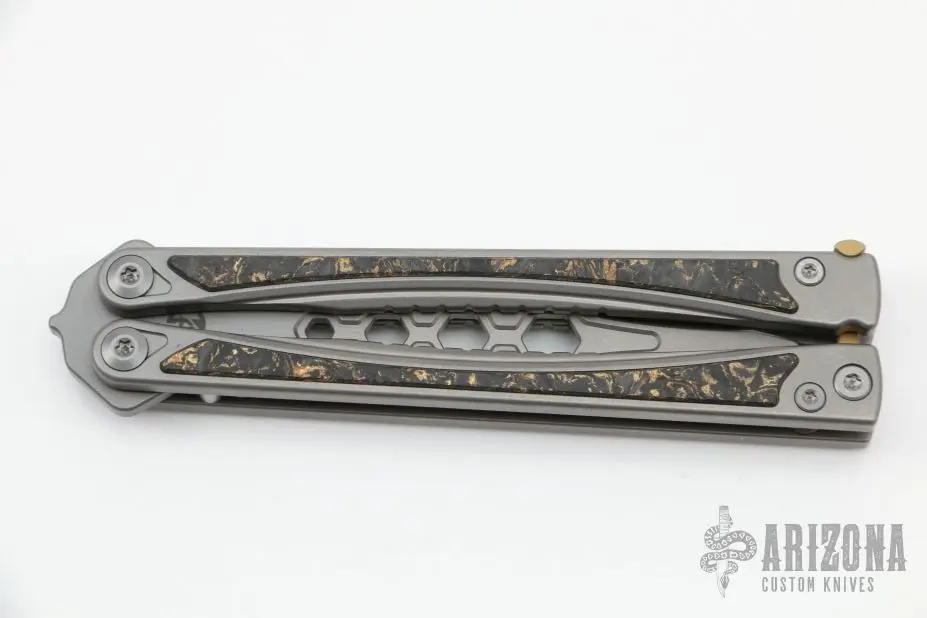 Loran Butterfly Knife Satin Dagger Blade W/ Titanium And Carbon Fiber Handles 5 Loran Butterfly Knife Satin Dagger Blade W/ Titanium And Carbon Fiber Handles - Image 3