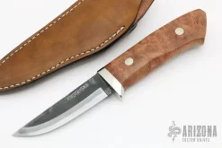 Sheath Knife - Buckeye Burl Handle By Moriya