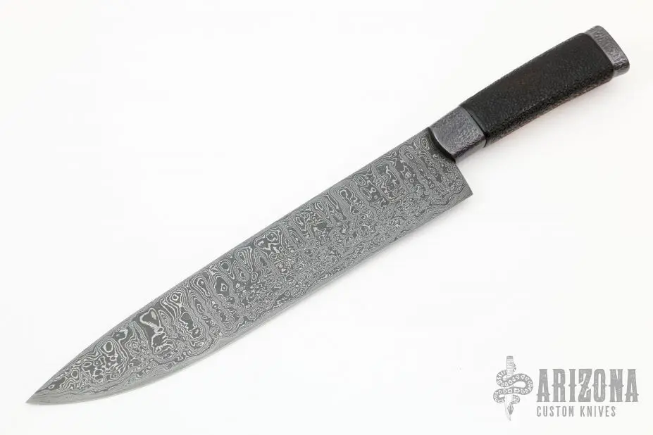 Japanese Styled Chef Knife W/ Carved Presentation Case 4 Japanese Styled Chef Knife W/ Carved Presentation Case - Image 2