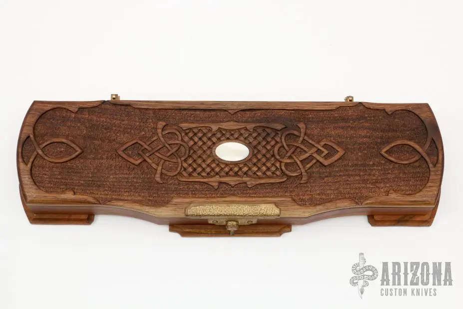 Japanese Styled Chef Knife W/ Carved Presentation Case 7 Japanese Styled Chef Knife W/ Carved Presentation Case - Image 5