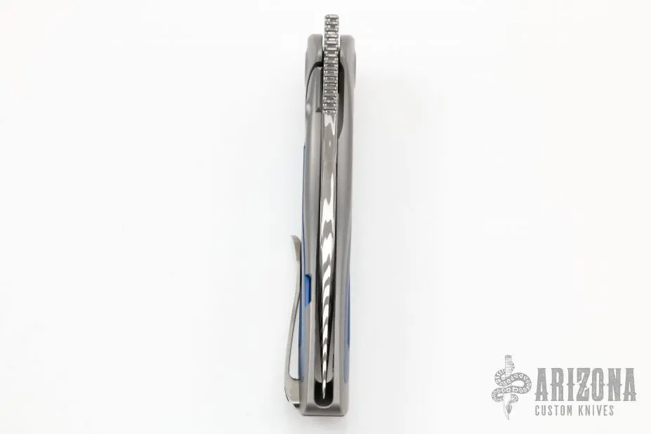 Apex Front Flipper - Tanto - Grey/Blue - Damasteel 6 Apex Front Flipper - Tanto - Grey/Blue - Damasteel - Image 4