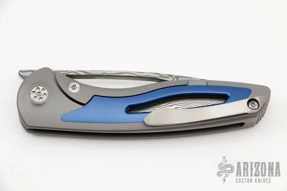 Apex Front Flipper - Tanto - Grey/Blue - Damasteel 5 Apex Front Flipper - Tanto - Grey/Blue - Damasteel - Image 3