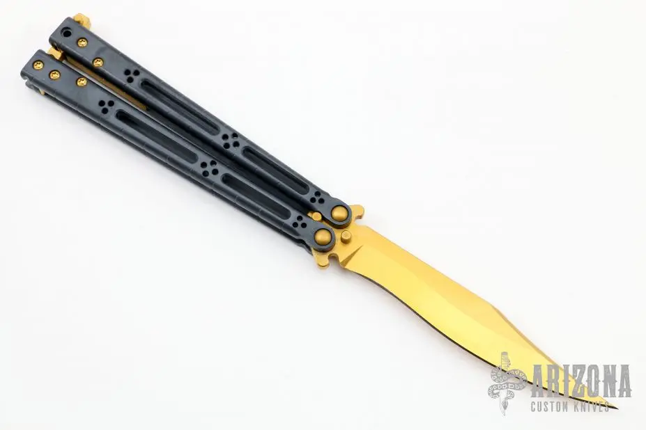 Basilisk Elite Balisong - Titanium - Gold/Black 4 Basilisk Elite Balisong - Titanium - Gold/Black - Image 2