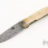 3" Swayfront Drop Point Front Flipper - Damascus And Mammoth Ivory