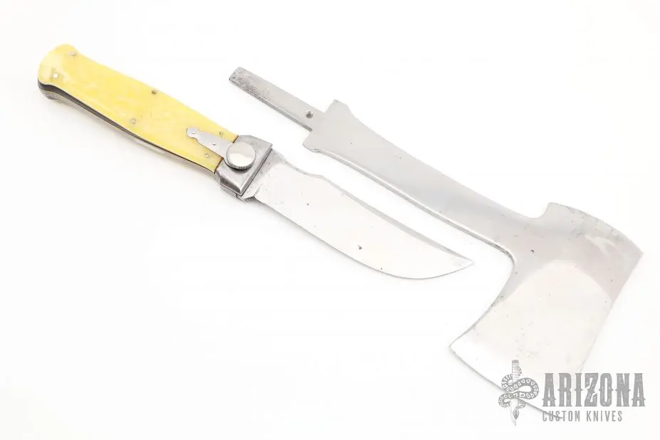 Rare Vintage KaBar Knife Hatchet Set And Leather Sheath - Interchangable Blade 4 Rare Vintage KaBar Knife Hatchet Set And Leather Sheath - Interchangable Blade - Image 2