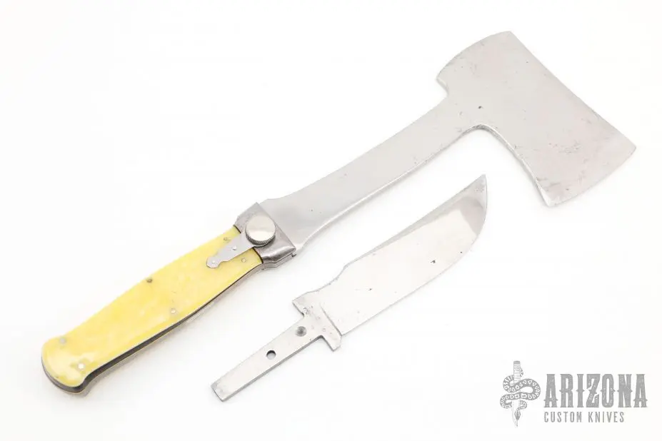 Rare Vintage KaBar Knife Hatchet Set And Leather Sheath - Interchangable Blade 5 Rare Vintage KaBar Knife Hatchet Set And Leather Sheath - Interchangable Blade - Image 3