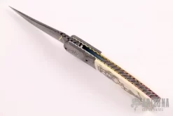 Scrimshawed Damascus And Mammoth Ivory Linerlock 9 Scrimshawed Damascus And Mammoth Ivory Linerlock -Knives at Knife Center 19190626 22194